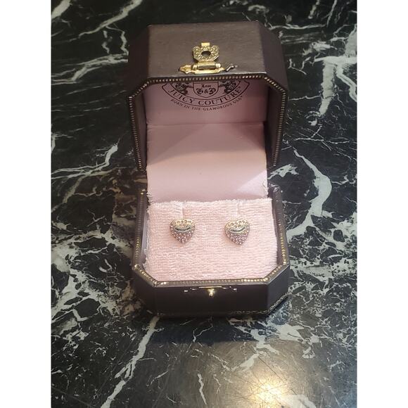 NEW IN BOX Juicy Couture Pave Heart Studs Pink Crystal Gold VINTAGE Y2K Jewelry - Picture 10 of 13